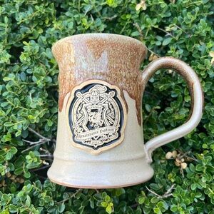 Renaissance Festival Cup Mug 2014 Georgia Brown Tan Drip Glaze Made in USA